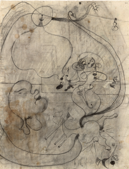 <p>Joan Miró. Dibuix preparatori per a <em>Interior holandès II</em>, 1928. Llapis de grafit sobre paper. Donació de Joan Miró.</p>
